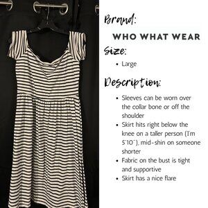Black and white striped tea length dress